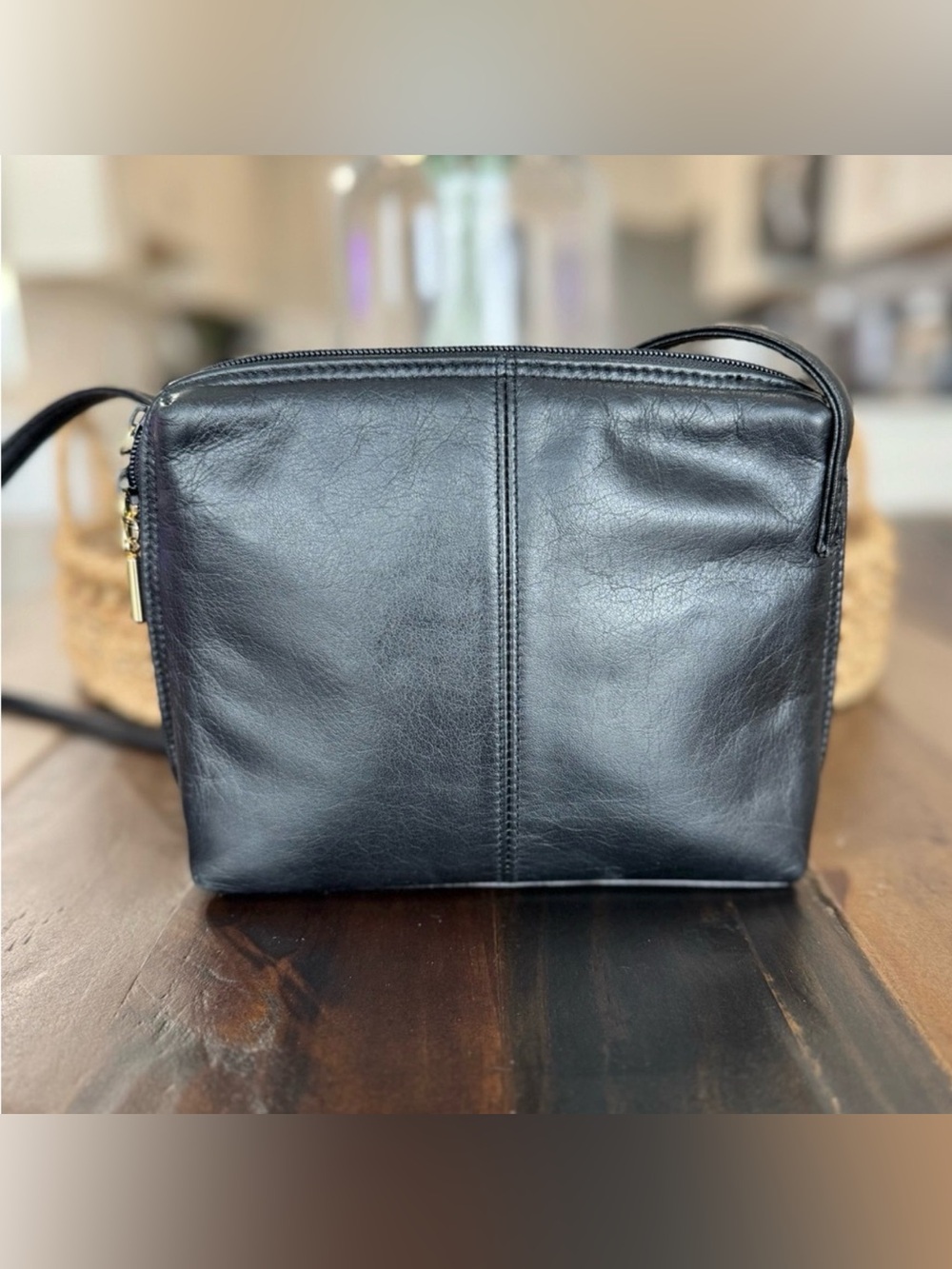 Vintage Dismicci Black Leather Crossbody Bag Small